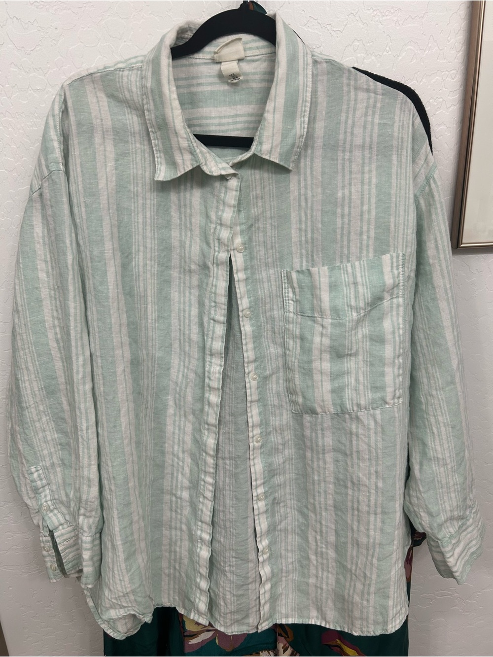 Lem Lem x H&M Light Green Striped Long-Sleeve Linen Shirt XL